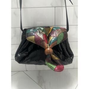Vintage Snakeskin Shoulder/clutch Bag with Matching Wallet